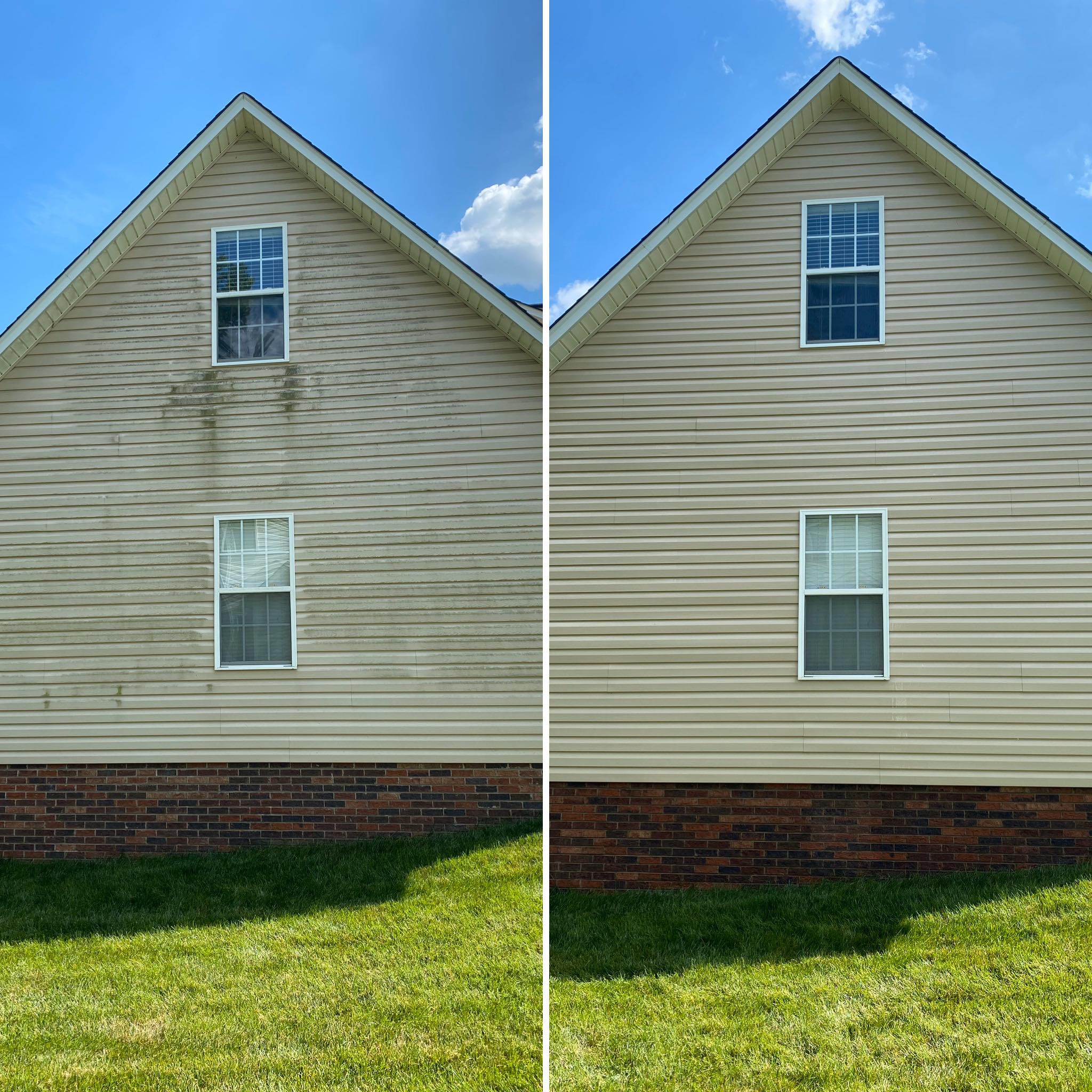 House siding before and after pressure washing